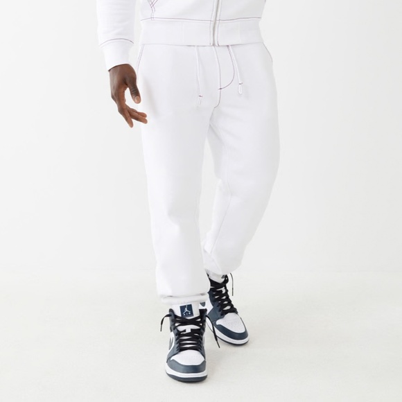 True Religion Optic White w/ Red Seams - Big T Jogger - Men's L - BRAND NEW! - Picture 4 of 6